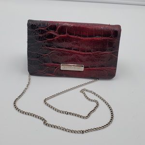 White/Black Black Cherry Faux AlligatorSkin Clutch